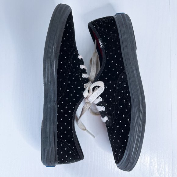 Keds x Taylor Swift ♥ 034 Black Velvet Silver Polka Dot Lace Sneakers Women Sz 7 - Picture 5 of 12